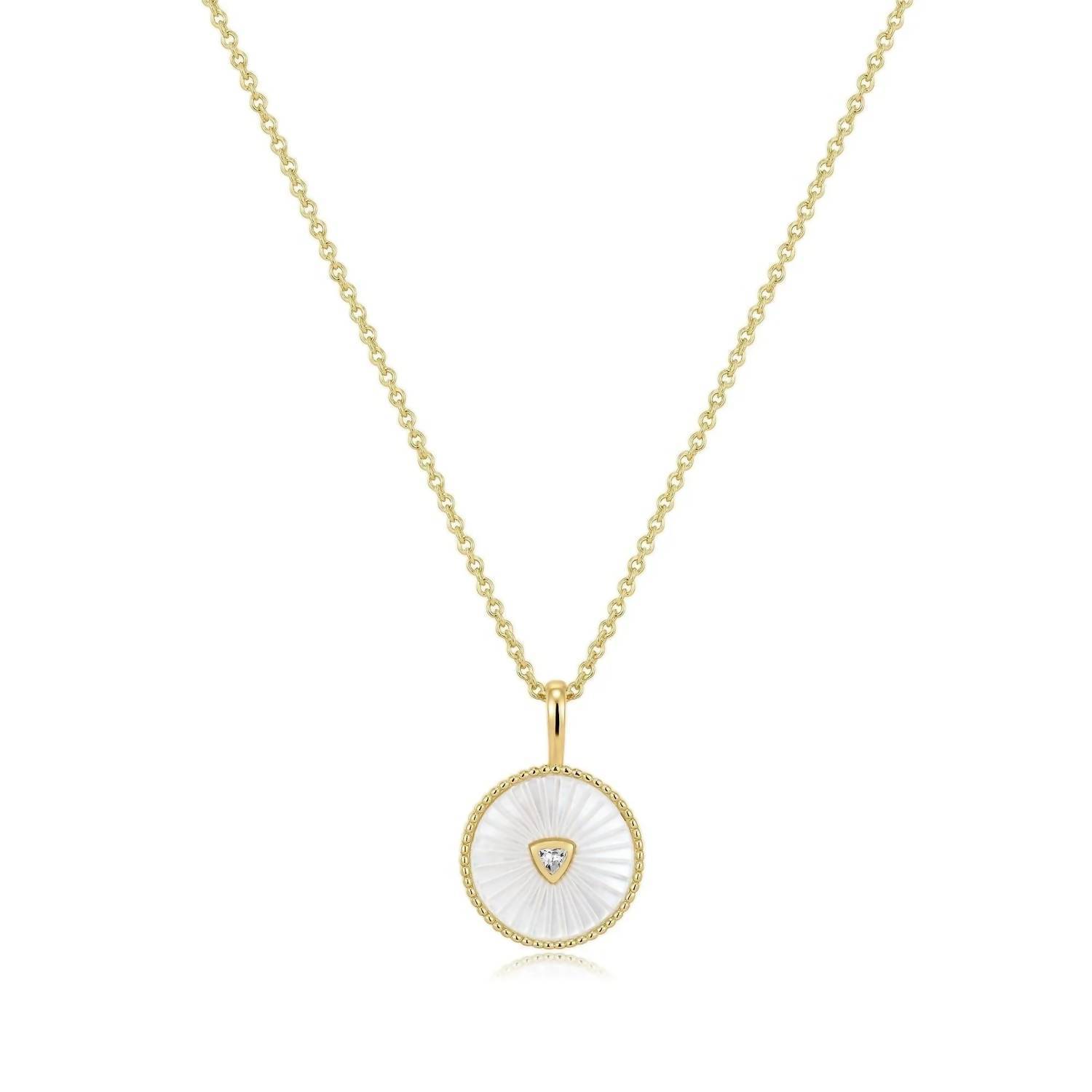 New Eklexic Women's Mother Of Pearl Pendant With Cubic Zirconia Center Stone Nec